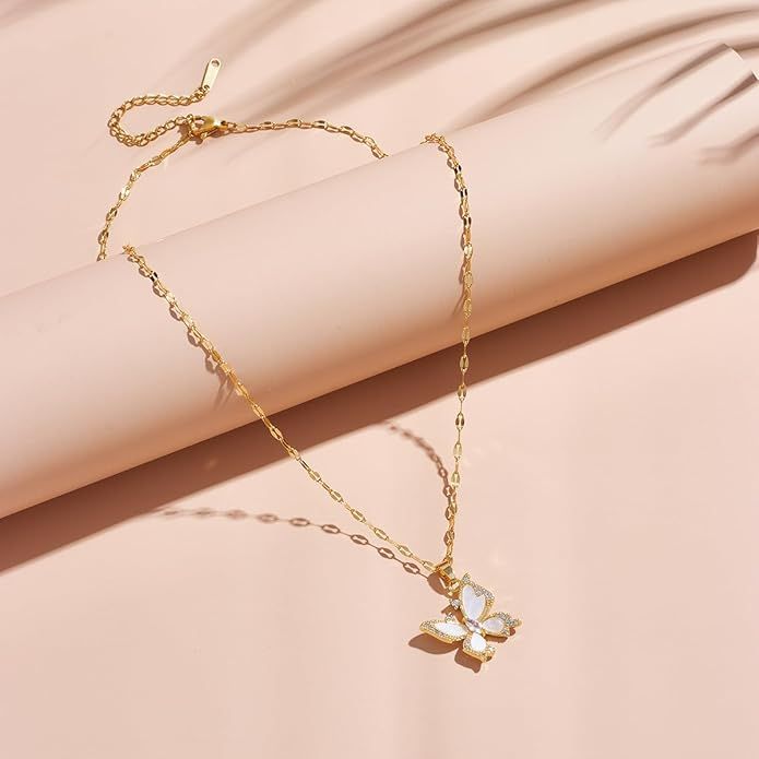 Gold-Plated Crystal Butterfly Necklace